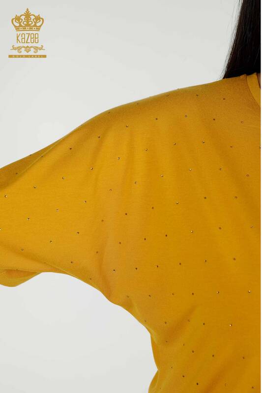 Женская блузка оптом - Кристалл Вышитый камень - Шафран - 79389 | КАZEE