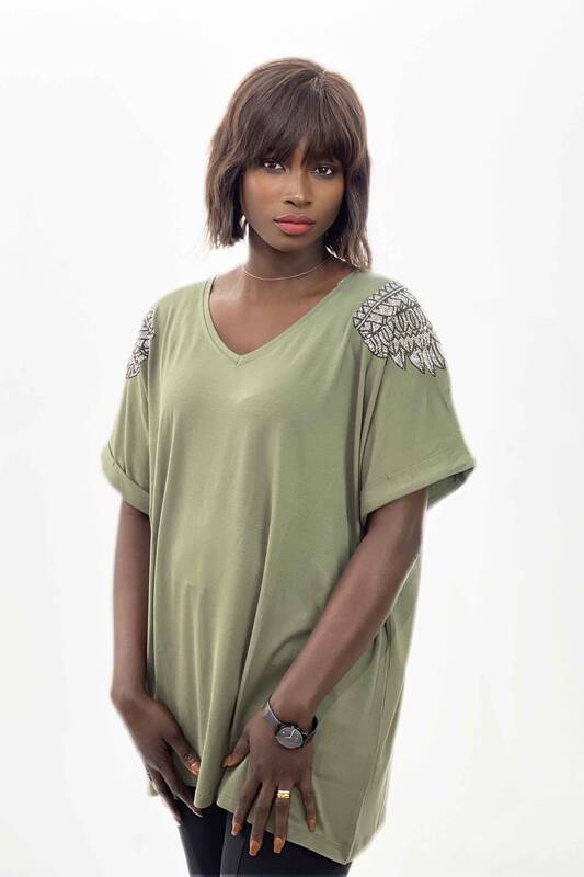 Женская блузка оптом с круглым вырезом и круглым вырезом - 77797 | КАZЕЕ