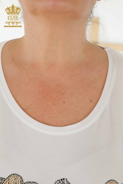 Женская блузка оптом - Леопардовый узор - Экрю - 77648 | КАZEE - Thumbnail