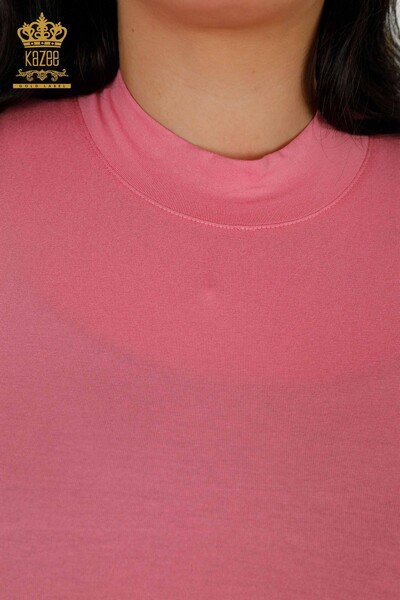 женская блузка оптом - базовая - розовая - 79258 | КАZEE - Thumbnail