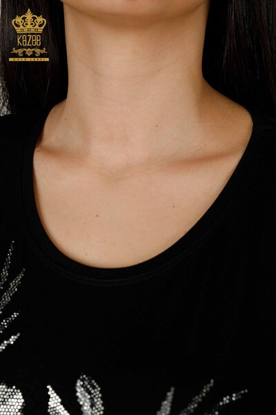 женская блузка оптом - детализация плеч - черный - 79289 | КАZEE - Thumbnail