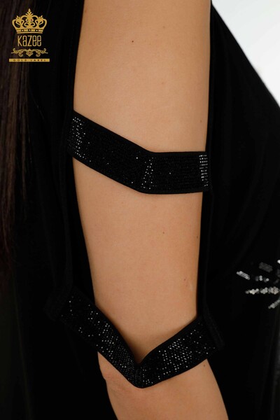женская блузка оптом - детализация плеч - черный - 79289 | КАZEE - Thumbnail