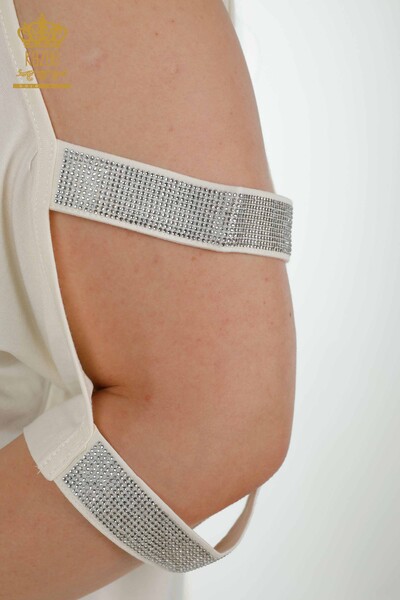 Женская блузка оптом - Детали плеча - Экрю - 79108 | КАZEE - Thumbnail