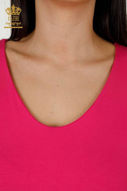 женская блузка оптом детализация плеч фуксия - 79220 | КАZEE