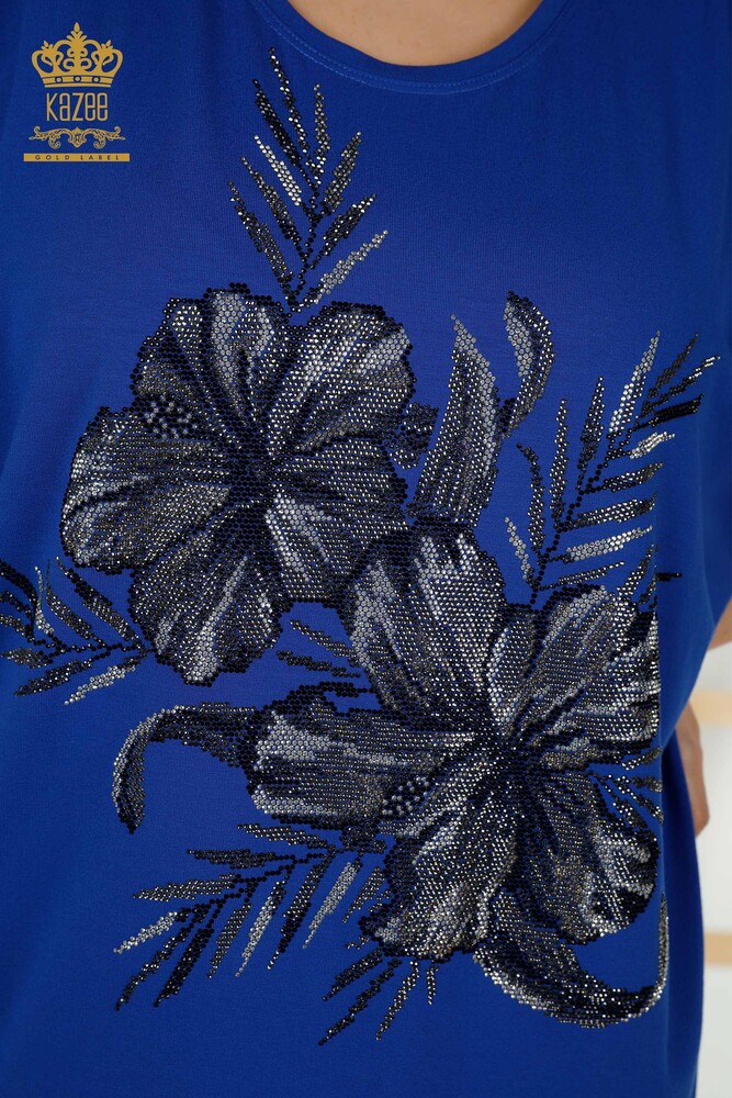 женская блузка оптом - детализация плеч - Электрический - 79289 | КАZEE - 3