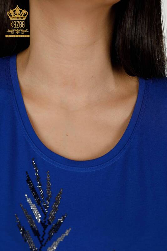 женская блузка оптом - детализация плеч - Электрический - 79289 | КАZEE