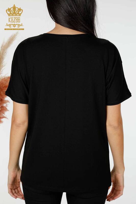 женская блузка оптом в полоску черного цвета - 77723 | КАZEE