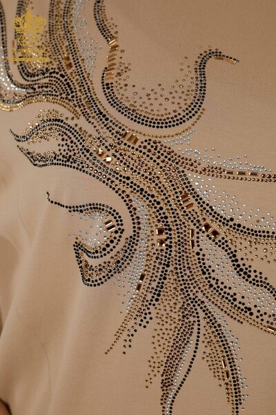 женская блузка оптом - два кармана - бежевый - 79294 | КАZEE - 3