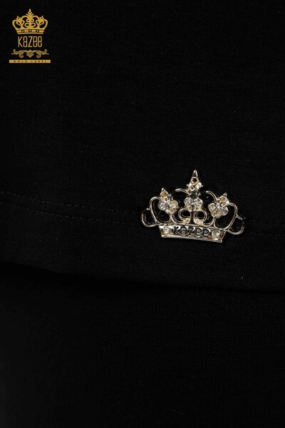 женская блузка оптом - с коротким рукавом - черный - 79178 | КАZEE - 4