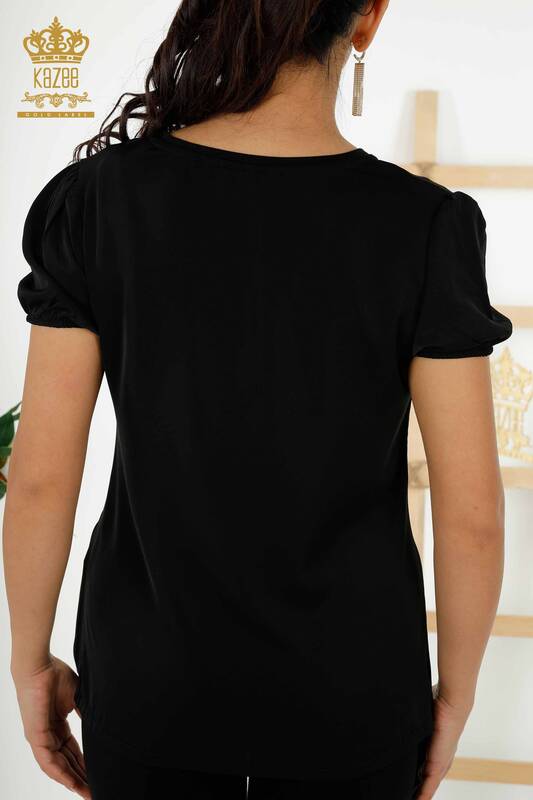 женская блузка оптом - с коротким рукавом - черный - 79226 | КАZEE