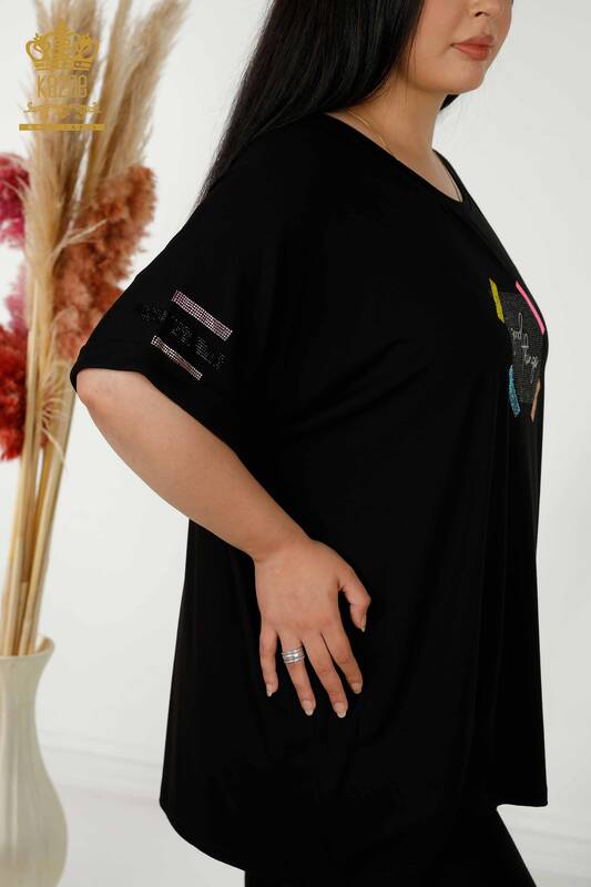 женская блузка оптом - с коротким рукавом - черный - 79323 | КАZEE