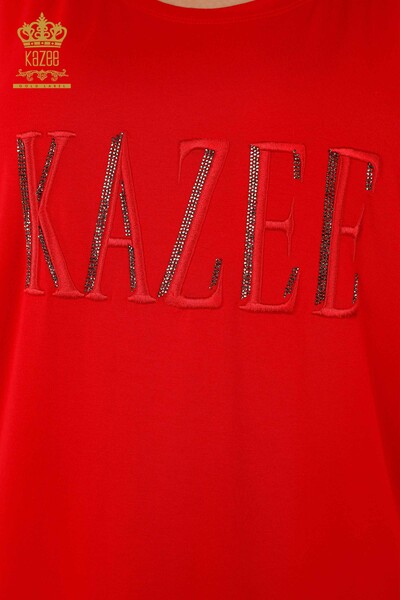 женская блузка оптом - с коротким рукавом - красная - 78804 | КАZEE - Thumbnail