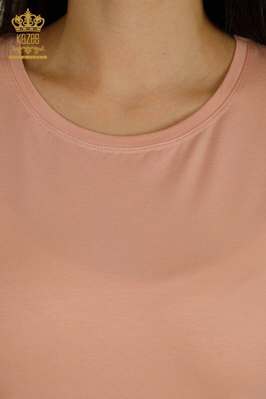 женская блузка оптом - с коротким рукавом - пудра - 79178 | КАZEE