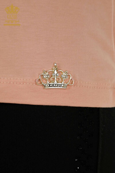 женская блузка оптом - с коротким рукавом - пудра - 79178 | КАZEE - 5