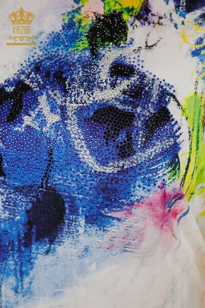 женская блузка оптом - с коротким рукавом - цифровой - 12088 | КАZEE - 3