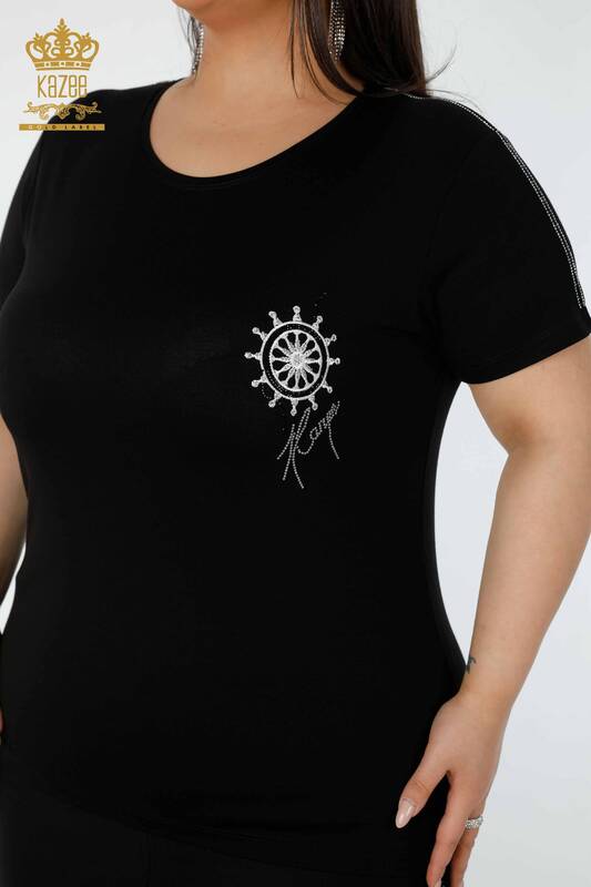 женская блузка оптом с узором черного цвета - 78925 | КАZEE