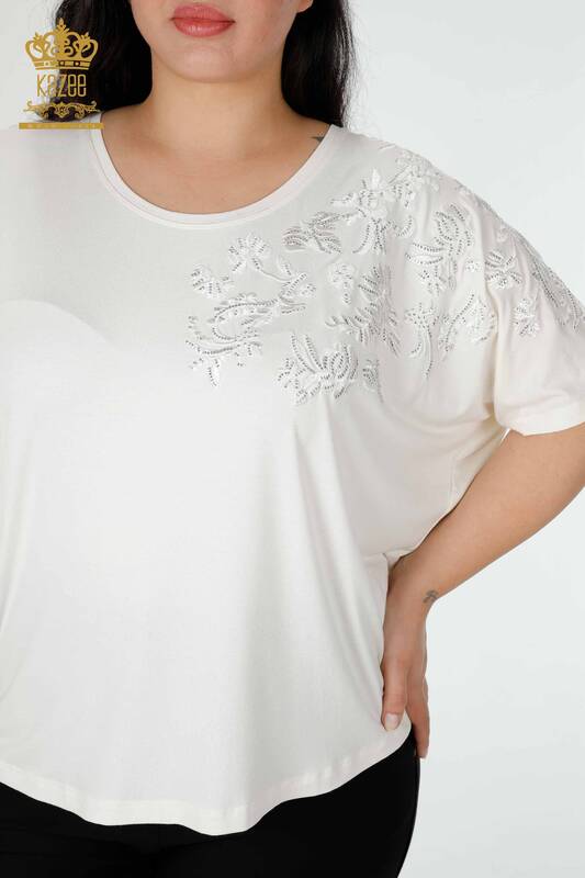 женская блузка оптом с рисунком цвета экрю - 78889 | КАZEE