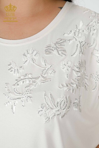женская блузка оптом с рисунком цвета экрю - 78889 | КАZEE - Thumbnail (2)