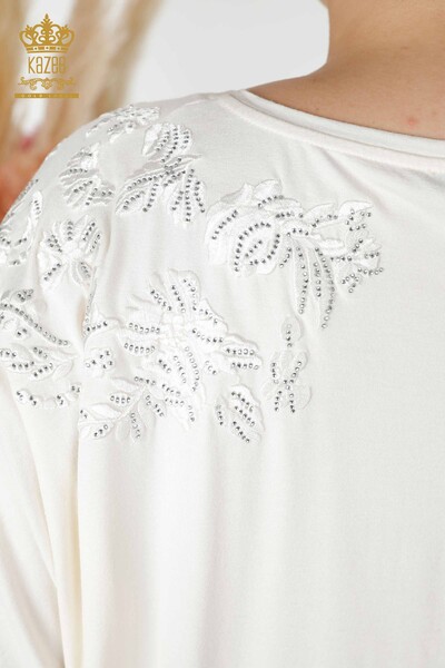 женская блузка оптом с рисунком цвета экрю - 78889 | КАZEE - Thumbnail