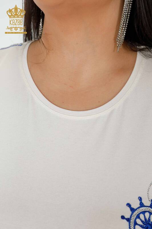 женская блузка оптом с рисунком цвета экрю - 78925 | КАZEE