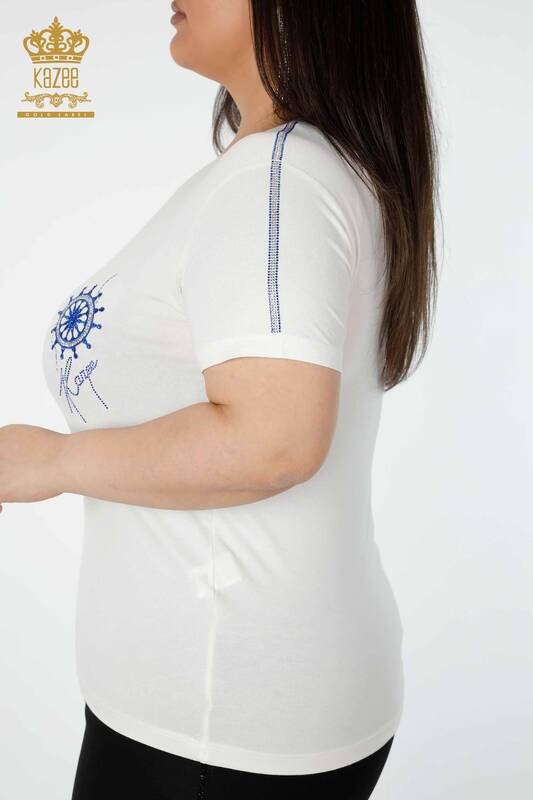 женская блузка оптом с рисунком цвета экрю - 78925 | КАZEE