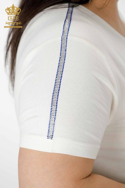 женская блузка оптом с рисунком цвета экрю - 78925 | КАZEE - Thumbnail
