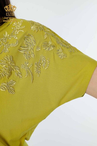 женская блузка оптом с узором фисташково-зеленого цвета - 78889 | КАZEE - Thumbnail