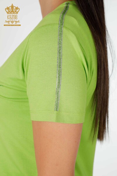 женская блузка оптом с узором фисташково-зеленого цвета - 78925 | КАZEE - Thumbnail