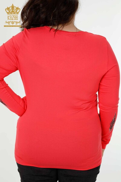 женская блузка оптом с рисунком гранатового цвета - 79043 | КАZEE - Thumbnail