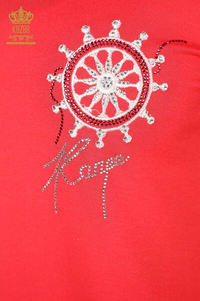 женская блузка оптом с рисунком кораллового цвета - 78925 | КАZEE - Thumbnail