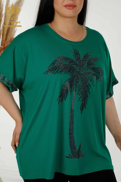 женская блузка оптом - с рисунком - зеленый - 79325 | КАZEE - Thumbnail