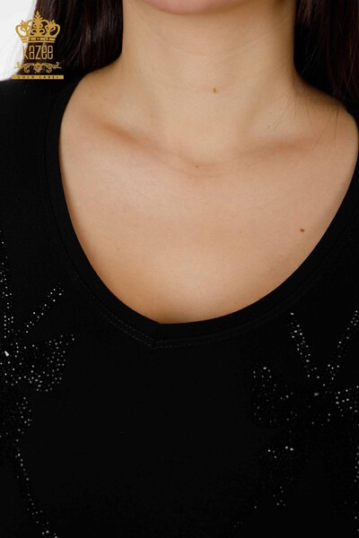 Женская блузка оптом с рисунком черного цвета - 79003 | КАZEE - Thumbnail