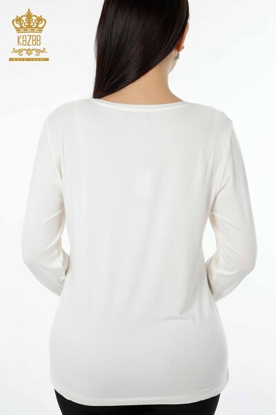 женская блузка оптом с рисунком цвета экрю - 79003 | КАZEE - Thumbnail