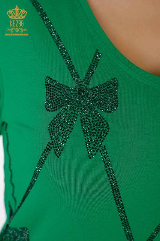 женская блузка оптом с узором зеленого цвета - 79003 | КАZEE