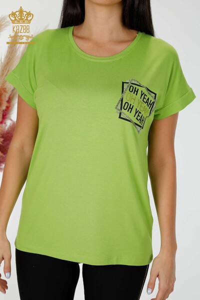 женская блузка оптом фисташково-зеленого цвета с подробным текстом - 78955 | КАZEE - Thumbnail