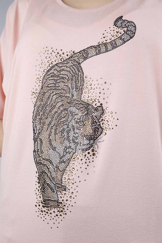 оптовая продажа женщин чесаный хлопок тигр узор вышивка камнем - 77650 | КАZЕЕ