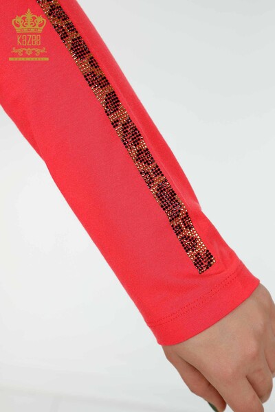 женская блузка оптом тигровый узор коралловый - 79050 | КАZEE - 6