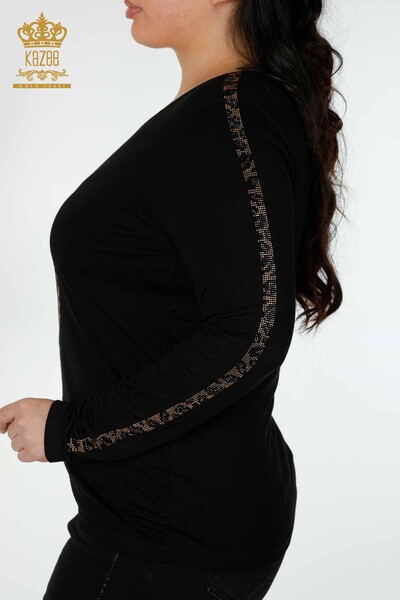 женская блузка оптом тигровый узор черный - 79050 | КАZEE - Thumbnail