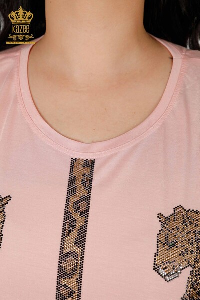 женская блузка оптом тигровый узор длинная пудра 77652 | КАZЕЕ - Thumbnail
