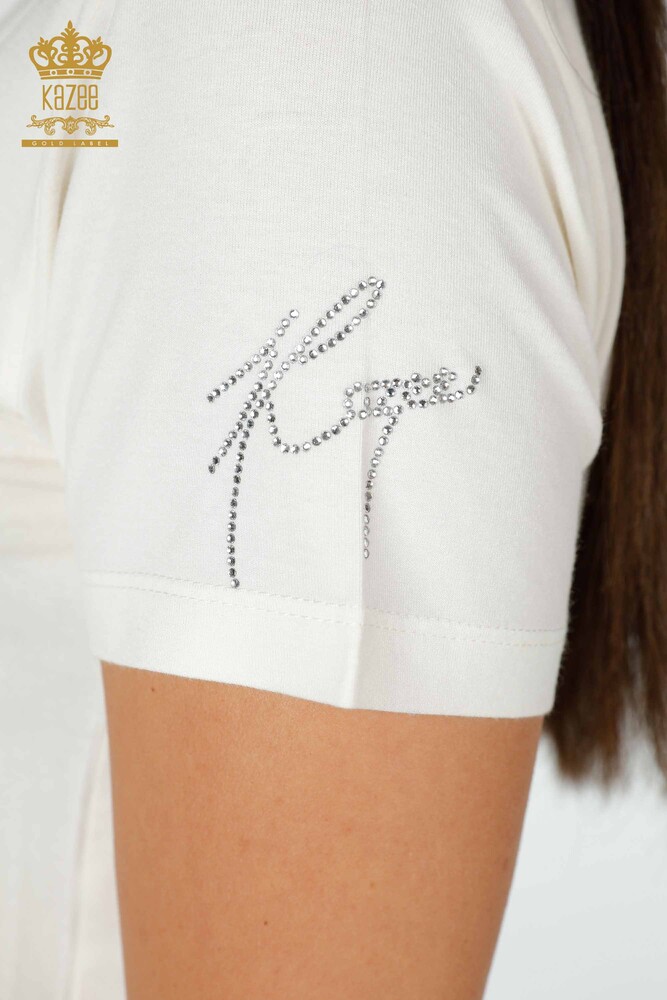 женская блузка оптом тигровый узор экрю - 78928 | КАZEE - 5