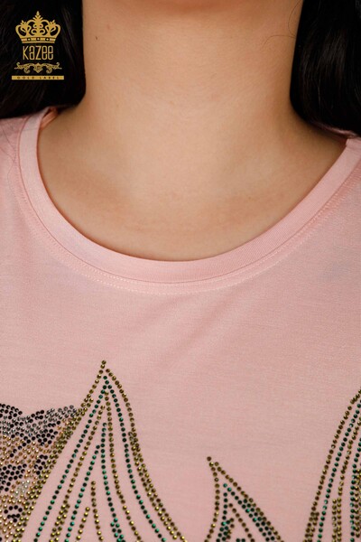 женская блузка оптом тигровый узор пудра - 77601 | КАZEE - Thumbnail