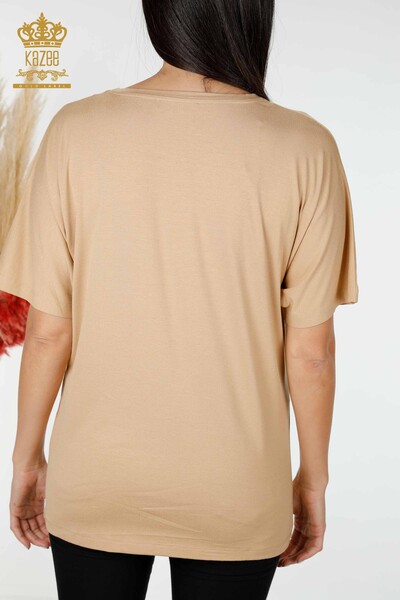 женская блузка оптом цветочный узор бежевый - 78934 | КАZEE - Thumbnail