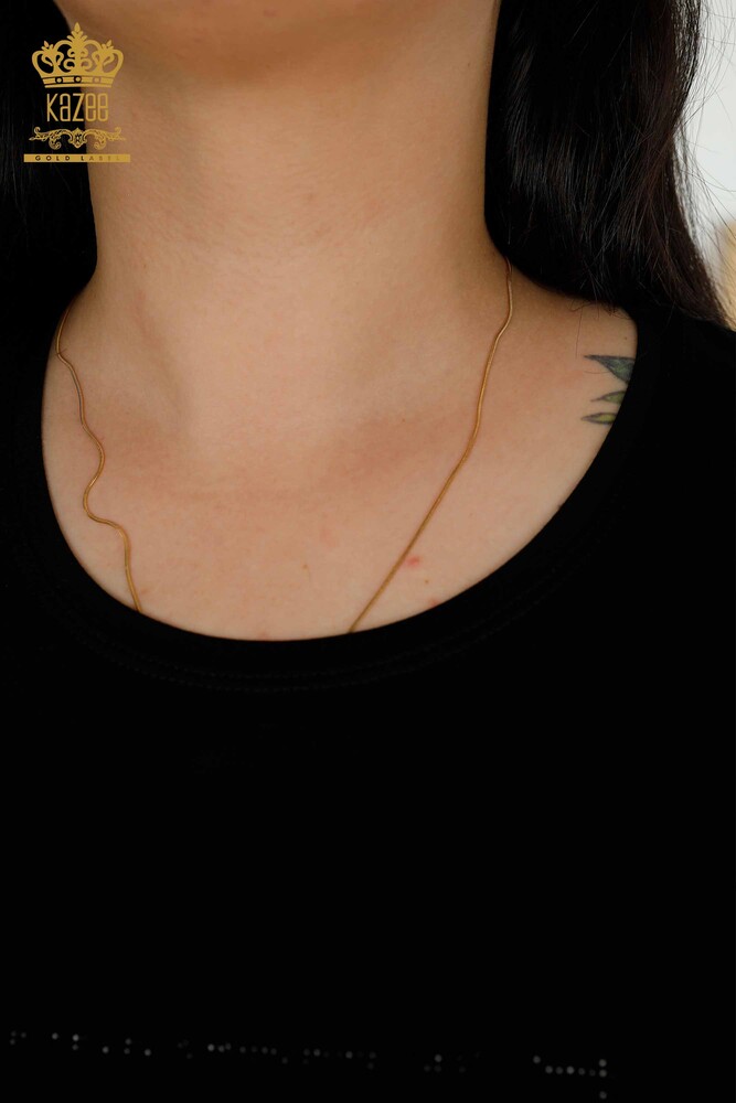 женская блузка оптом - цветочный узор - черный - 79042 | КАZEE - 6