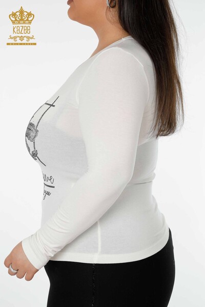 женская блузка оптом цветочный узор экрю - 79014 | КАZEE - Thumbnail