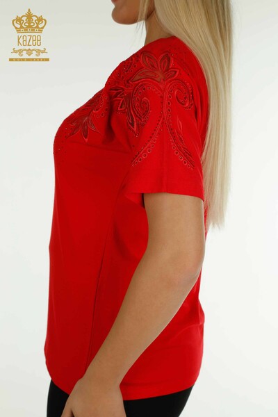 Женская блузка оптом - Цветочный узор - Экрю - 79093 | КАZЕЕ - Thumbnail