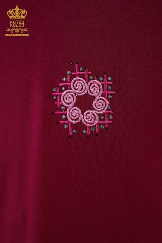 женская блузка оптом - цветочный узор - фиолетовый - 78879 | КАZEE