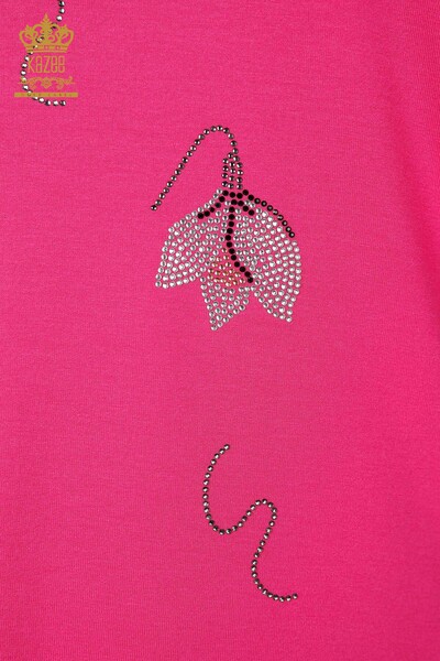 женская блузка оптом с цветочным узором цвета фуксии - 78934 | КАZEE - Thumbnail