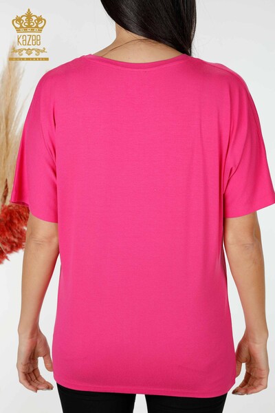 женская блузка оптом с цветочным узором цвета фуксии - 78934 | КАZEE - Thumbnail