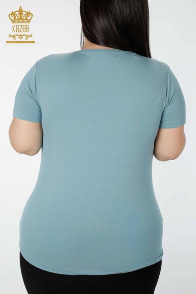 женская блузка оптом цветочный узор ментол - 78922 | КАZEE - Thumbnail