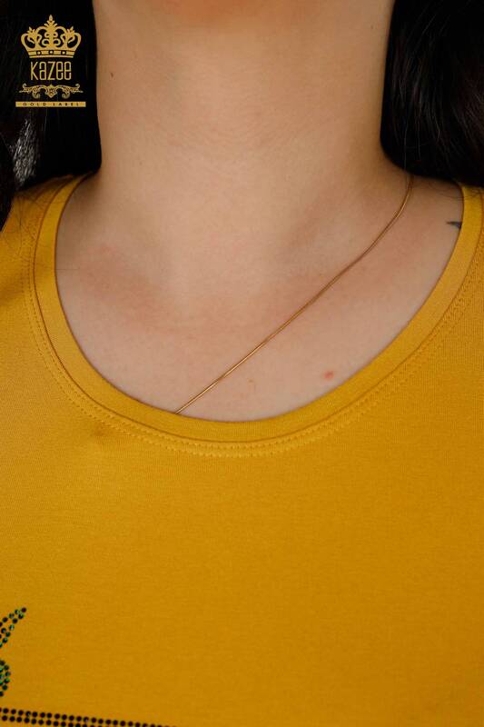 женская блузка оптом - цветочный узор - шафран - 79042 | КАZEE